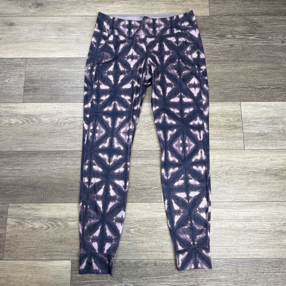 Patagonia Leggings Womens Size L Purple Tie Dye Ankle Capilene 1 Silkweight